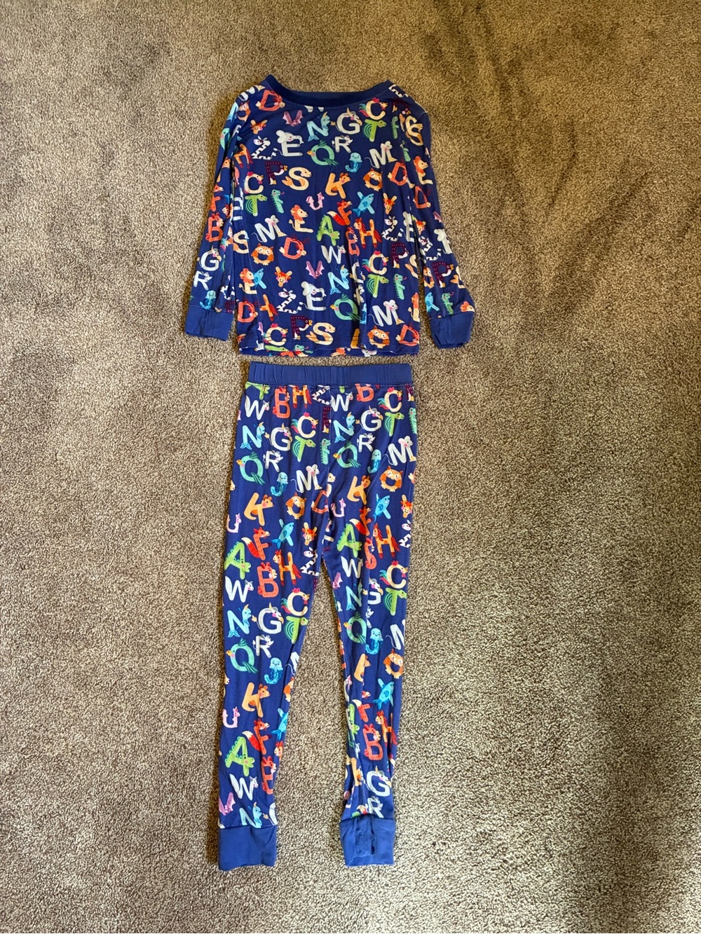Kids Bamboo Navy Alphabet Print Pajama Set